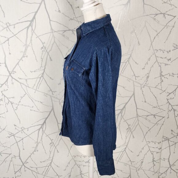 Levi's VTG Dark Wash Orange Tab Button Front Western Shirt - Picture 3 of 6